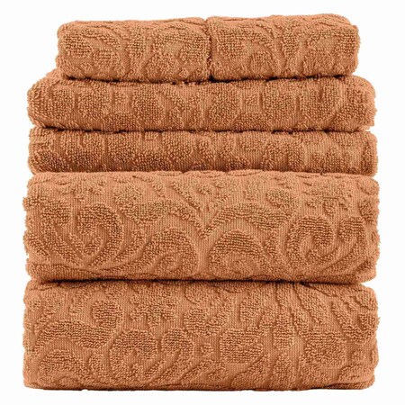 Lavish Home 6PC Jacquard Towel Set 100% Cotton Bathroom Accessories Soft & Absorbent Bathroom Set 67-040-CLAY