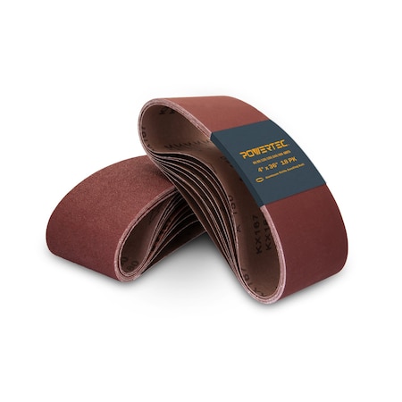 Powertec Sanding Belt Assortment, 4 in W, 36 in L, 3 Each of 60/80/120/150/240/400 Grit, Aluminum Oxide, 18PK 110118N