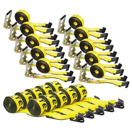 Mytee Products 2in x 30ft Ratchet Straps With 4in x 30in Winch Straps w/ Flat Hooks, 10PK RS230-WS430-KIT