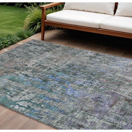 Homeroots 8' X 10' Fern Green Abstract Washable Indoor Outdoor Area Rug 607869
