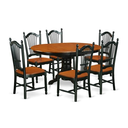 East West Furniture 7 Piece Dining Set, Linen White, 7PK AVDO7-LWH-W