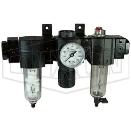 Dixon Norgren by Compact Relieving Combination Unit, 1/4 in Port, 70 SCFM Flow Rate, Polycarbonate Bowl, E73-2M