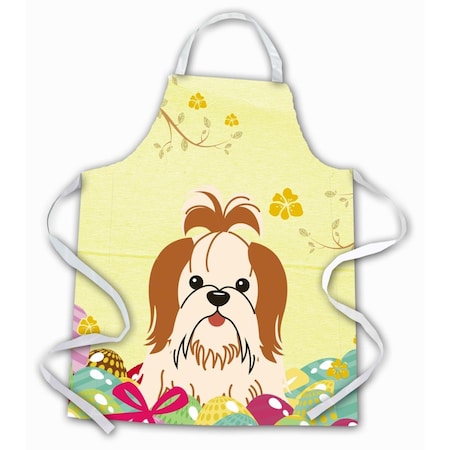 Carolines Treasures Easter Eggs Shih Tzu Red & White Apron BB6087APRON