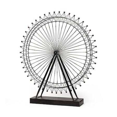 Homeroots Metal And Wood London Eye Moveable Sculpture 392560