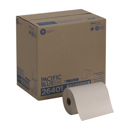 Georgia-Pacific Pacific Blue Basic Hardwound Paper Towels, Continuous Roll, 7 7/8 in W, 350 ft L, Brown, PK12 26401