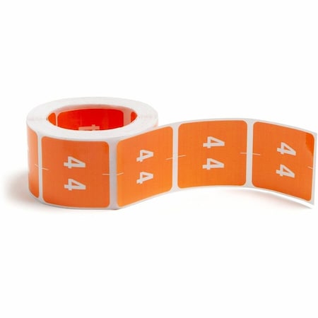 Smead NUMERICAL END TAB FILE FOLDER LABELS, 4, 1.5 X 1.5, ORANGE, 250/ROLL 67424