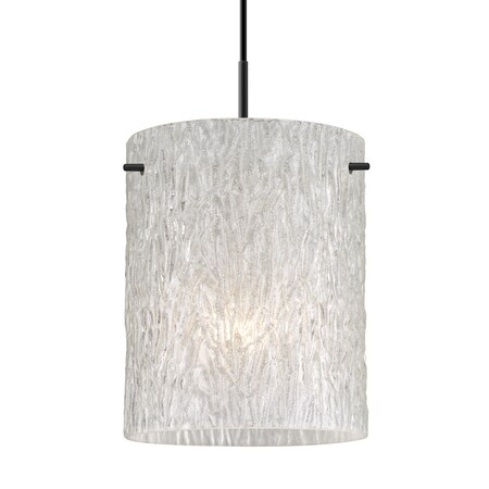 Besa Lighting Besa Tamburo 8 Pendant, Glitter Stone, Black Finish, 1x 100W MAX E26 Base 1JT-4006GL-BK