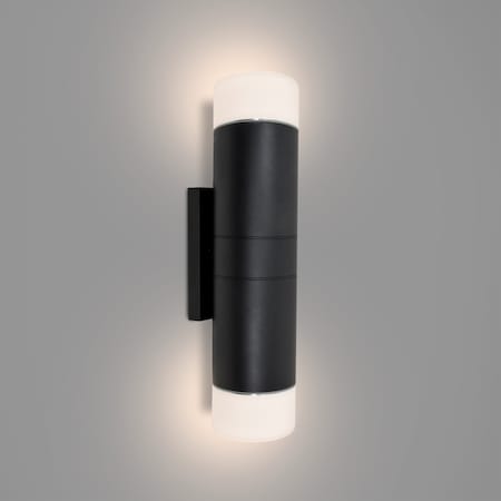 Besa Lighting Besa Kaya 24 Sconce, Satin White Glass, Black Finish, 2x60W Medium base KAYA24-SW-BK