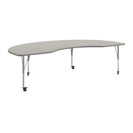 Flash Furniture Commercial Adjustable Height Kidney Activity Table with Locking Casters-LTGY XU-A4896-KIDNY-LTGRY-T-P-CAS-GG
