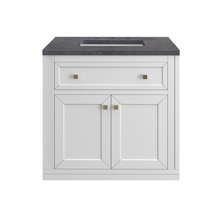 James Martin Vanities Chicago 30 in. Single Vanity, Glossy White, w/ 3 CM Charcoal Soapstone Silestone Top 503-V30-GW-3CSP