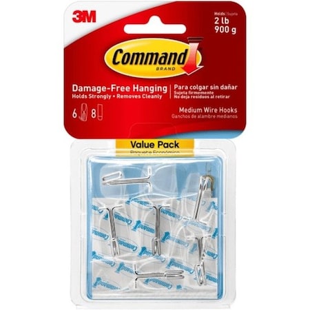 Command Hook, Clear, Wire, PK6 17065CLRVPES