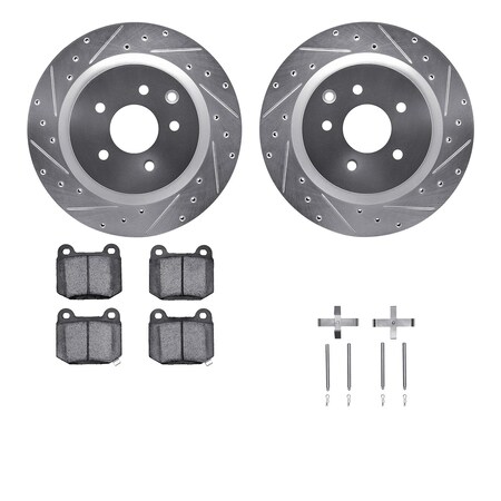 Dynamic Friction Co DFC Rotors-Drilled & Slotted-Silver w/ EURO 5000 Ceramic Brake Pads Incl Hdw 7612-68002