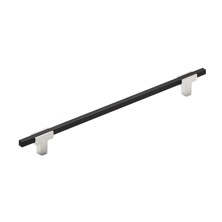 Amerock Urbanite 10-1/16 in 256 mm Center-to-Center Polished Chrome/Brushed Matte Black Cabinet Pull BP77825626BMB