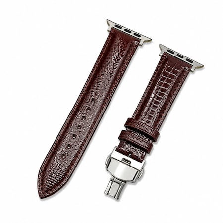 Elegani Lizard-Embossed Leather Watch Replacement Band Compatible with Apple Watch 38mm, Brown LZQR-BRN-38mm