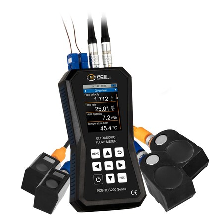 Pce Instruments Ultrasonic flow meter, +/-32 m/s with S+M sensors DN 15-720 mm (0.6-28.3 in) PCE-TDS 200+ SM