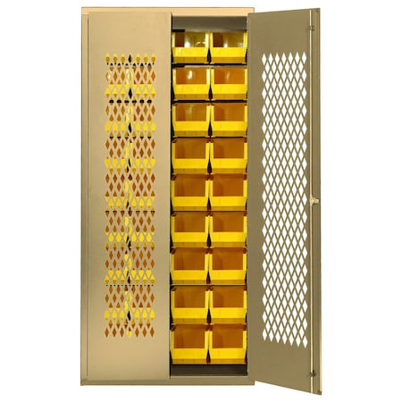 Quantum Storage Systems BEIGE SPECIALTY CABINET W/36 YELLOW BINS MESH-BG-240YL