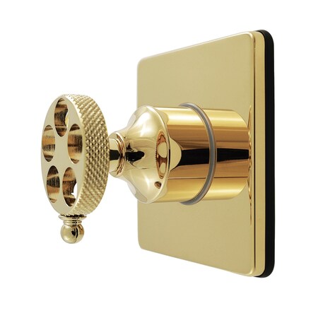 Kingston Brass Single-Handle Six-Way Diverter Valve with Knurled Handle and Square Trim Kit, Polished Brass KS4042RKX