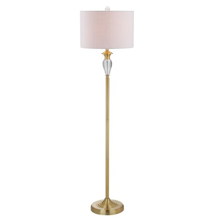 Jonathan Y Evelyn 60" Crystal / Metal LED Floor Lamp, Brass Gold/Clear JYL2030A