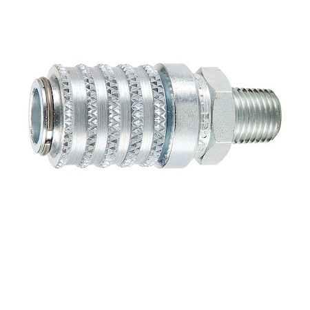 Parker Coupler, Steel Body, Push-to-Connect Lock, 1/4"-18 Thread Size PD243