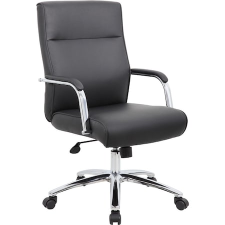 Norstar Black Executive Chair With Mahogany Frame, No Nail Heads B696C-BK