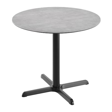 Flash Furniture 36" Round Tabletop, Seamless Surface Technology, Gray Faux Concrete, 30x30 Black Table Height X-Base ST-RD36-CMGY-T3030-GG