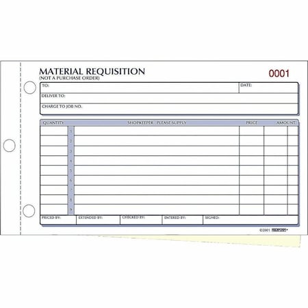 Rediform Material Requisition Book, 2-Part, Carbonless, 4-1/4" x 7-7/8", 50 Sets/Book 1L114