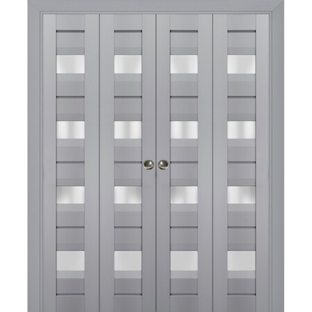 Sartodoors Sliding Closet Double Bi-fold Doors Grey Solid Core Modern Interior VEREGIO7455DBF-GRE-72 x 96 (4* 18x96)
