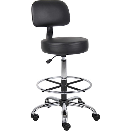 Boss Caressoft Medical/Drafting Stool W/ Back Cushion B16245-BK