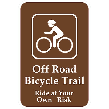 Lyle Off Road Bicycle Trail Ride At Your Own Risk, 18x24, Non-Reflective, Brown G-10940-NA_18x24