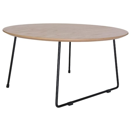 Leisuremod Pemborke Round Coffee Table with Wood Top and Powder Coated Iron Frame Accent Table, Natural Wood PTRBL-31NW