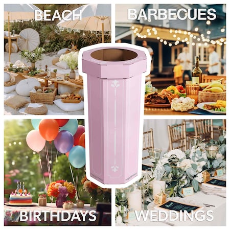 Happimess Fleur 25-Gallon Disposable Corrugated Cardboard Event Trash Can and Recycling Bin, Bridal Pink, 2PK HPM1301D-SET2