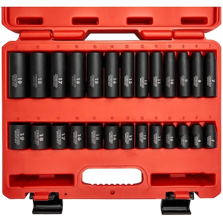 Neiko 3/8'' Dr. Impact Socket Set, Shallow and Deep, Metric 02433A
