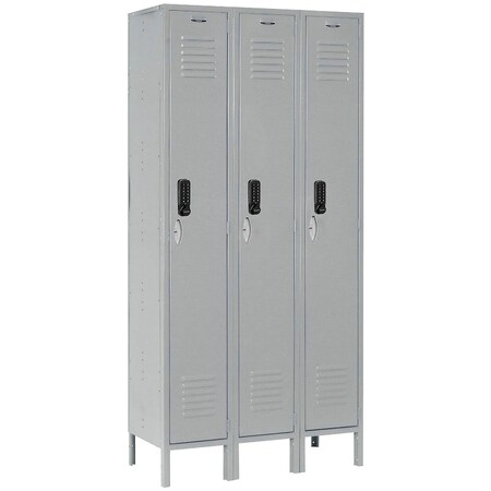 Global Industrial 1-Tier 3 Door Digital Locker, 36"W x 15"D x 78"H, Gray, Unassembled 413194
