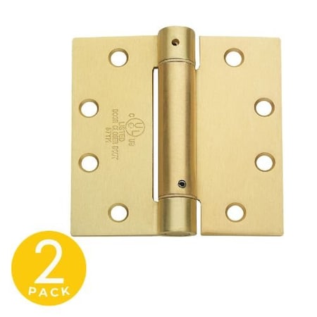 Global Door Controls 4.5 in. x 4.5 in. Spring Full Mortise Square Corner Door Hinge with Fixed Pin - Pack of 2 CPS4540-US4-M