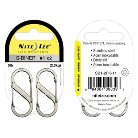 Nite Ize Double Gated Carabiner, 1-9/16 In., PK2 SB1-2PK-11