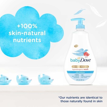 Baby Dove Sensitive Skin Care Tip To Toe Rich Moisture Baby Wash, 20 Ounce, 4PK 67893755