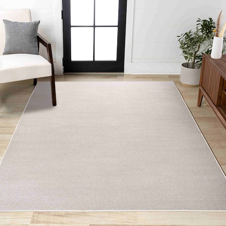 Jonathan Y Haze Solid Low-Pile Ivory 3 ft. x 5 ft. Area Rug SEU100D-3