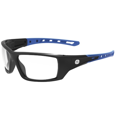 General Electric 04 Series Anti-Fog Impact-Resistant Safety Glasses Clear Lens Black/Blue Frame 1 pk GE104CAF