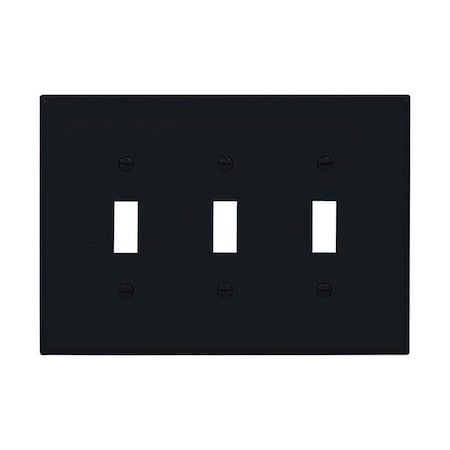 Eaton Wiring Devices Wallplate, 0.08 in L, 8.56 in W, 3 -Gang, Polycarbonate, Black PJ3BK