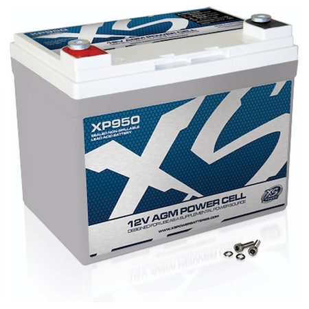 Xs Power Supplemental Car Audio Power 12 Volt AGM Battery w/950 Amps & 35 Amp Hours & 50 Minutes of Reserve XP950