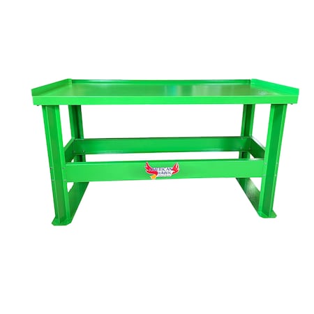American Hawk Industrial Automotive Transmission Teardown Table With Shelf - Green Auto Shop Table WDT-95-GRN