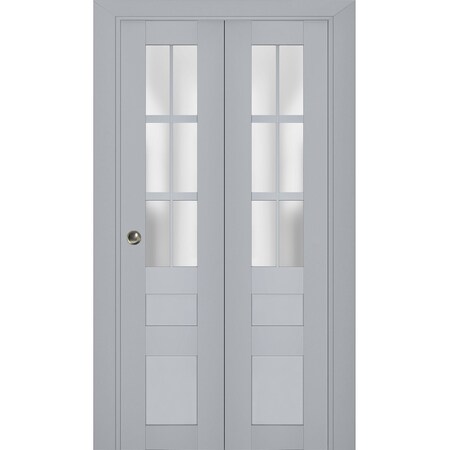 Sartodoors Sliding Closet Bi-fold Doors Grey Solid Core Modern Interior VEREGIO7339BF-GRE-48 x 96 (2* 24x96)