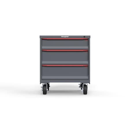 Strong Hold 3 drawer cabinet - (1x 6in, 2x 8in) - Red accents - Keyed Alike S3036-PCAAS-0305DS