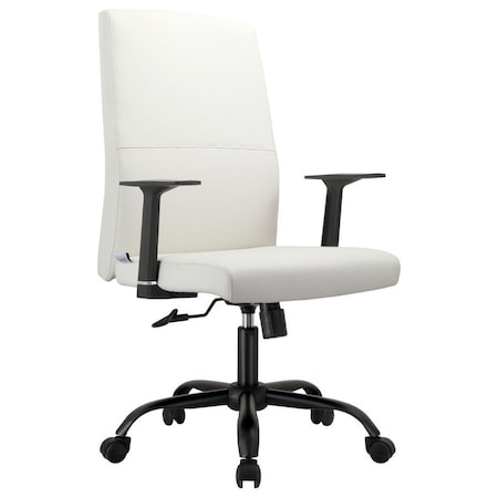 Leisuremod Evander Office Chair in Upholstered Leather & Iron Frame, Adjustable Height, Swivel & Tilt, White EO19WL