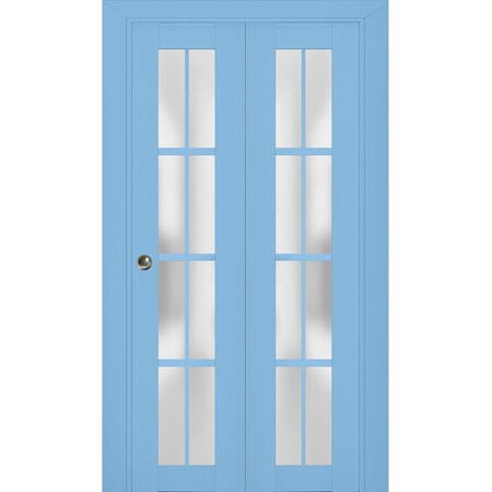 Sartodoors Sliding Closet Bi-fold Doors Solid Core Modern Interior VEREGIO7412BF-AQU-56 x 80 (2* 28x80)