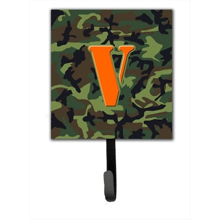 Carolines Treasures Letter V Initial Monogram - Camo Green Leash Holder Or Key Hook CJ1030-VSH4