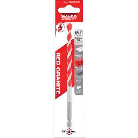 Diablo SPEEDemon 5/16'' x 6'' Red Granite Carbide Rotary Hammer Drill Bit DMARG1100