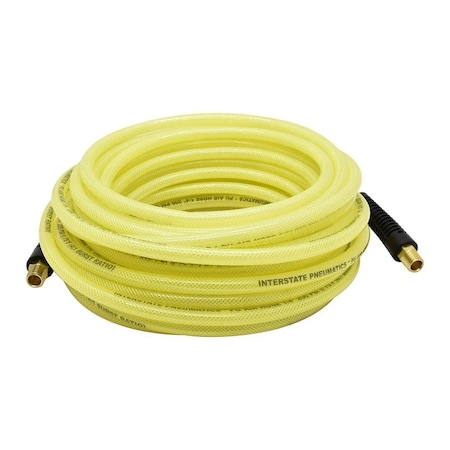 Interstate Pneumatics 1/4 in x 25 ft Rhino PolyFlex Yellow Polyurethane Air Hose WP 200 PSI (1/4 in NPT) Solid Fitting HU54-025