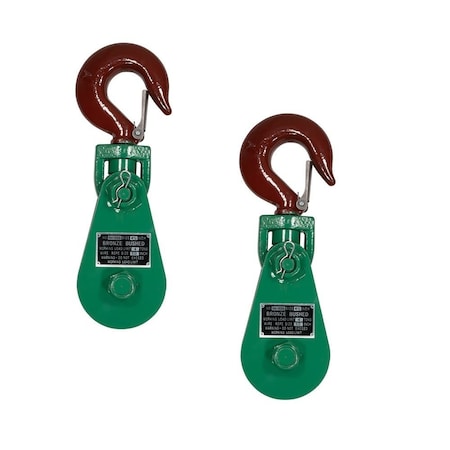 Mytee Products Snatch Block w/Hook WLL 4Ton 4 1/4in Sheave 1/2inWire Rope Wrecker Recovery, 2PK SB45-4x2