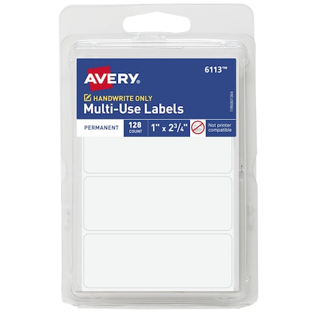 Avery All-Purpose Labels, 1 x 2.75", PK128 6113